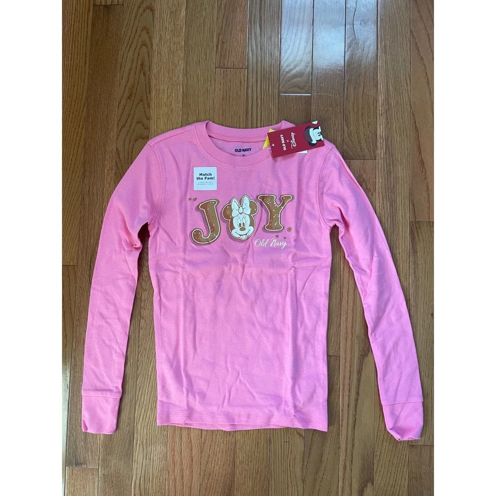 Old Navy Disney Girls Pink Joy Minnie Mouse Gingerbread Holiday Pajama Set L‎ 10